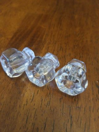3 Small 1 " Clear Glass Kitchen Cabinet Drawer Knobs Antique Vintage Depression