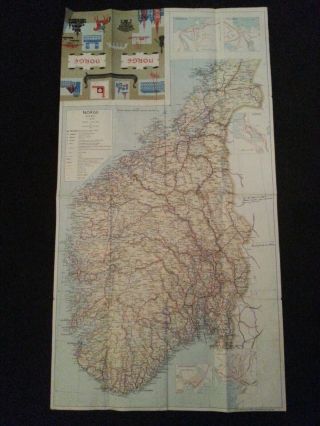 Vintage Map Of Norway Dated 1957 Fold Out Map Of Europe Map Of The World Atlas