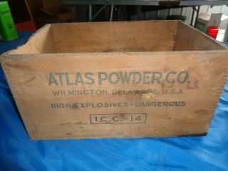 Vintage Atlas Powder Co Explosive Wood Box