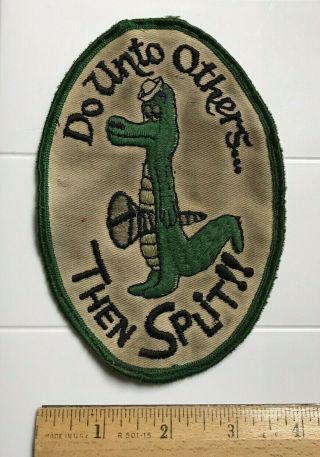 Vintage Do Unto Others Then Split Embroidered Large Souvenir Patch Badge