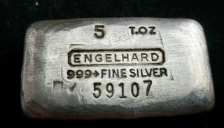 5 Oz Engelhard Poured Silver Bar - Ingot Loaf Style.  999 Serial 59107 Rare$