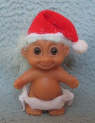 Vintage Russ Santa Baby Troll Doll 2.  75 " Figure Christmas