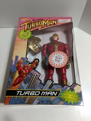 " Talking Turbo Man " Figure " Tiger Electronics Inc.  13 1/2 " Jingle All The Way