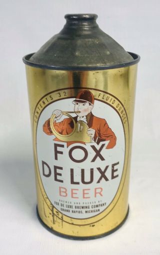 Rare Fox Deluxe Qt.  Cone Top Beer Can Grand Rapids Michigan Non Irtp