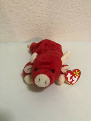 Ty Beanie Baby Snort The Bull May 15 1995 Retired With Tag Errors Rare