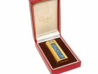 Vintage Rare Cartier Gas Lighter Swiss Made Gold Opal