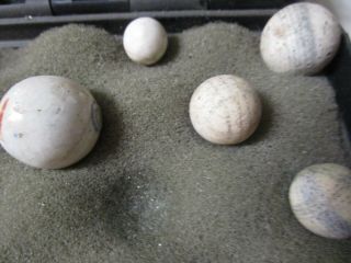 Group Antique Lined China Marble Helix Clay Marbles