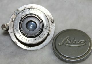 Very Rare Early No Serial Number Leica Elmar F=3.  5cm 1:3.  5 Nickel Lens Caps