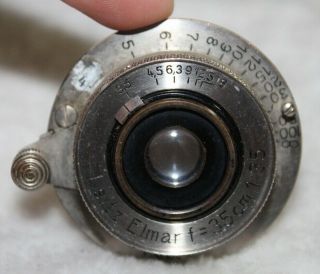 VERY RARE Early NO SERIAL NUMBER Leica Elmar f=3.  5cm 1:3.  5 NICKEL Lens CAPS 2