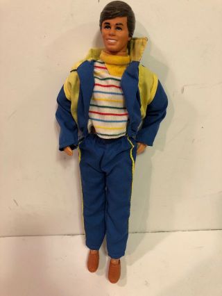 Vintage Mattel Barbie Ken Doll Blue Yellow Track Suit 1968 12 Inches