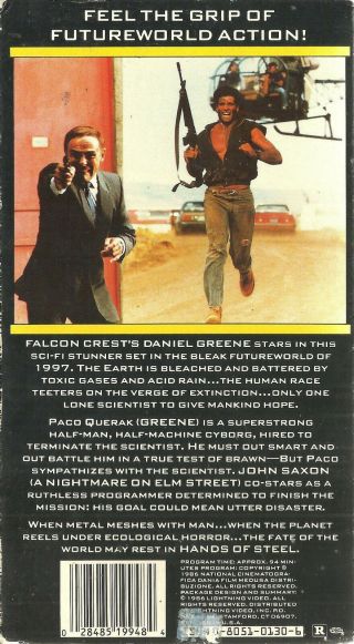 Hands of Steel RARE 1986 Lightning Video VHS CULT Sci - Fi Daniel Greene 2