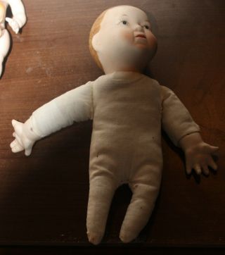 Vintage Porcelain Head And Cloth Body Baby Doll - 10 Inch