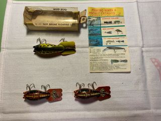 3 Fred Arbogast Mud Bug Old Fishing Lures 3