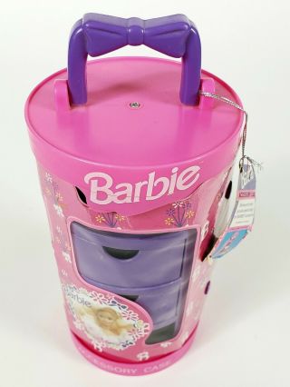 Vintage 1992 Barbie Doll Accessory Cylinder Case w/ tags Tara Toy Co Pink Purple 2