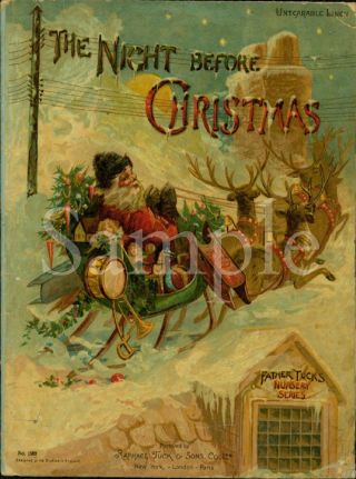Primitive Santa Claus The Night Before Christmas Book Front Laser Print 8x10