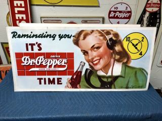 Extremely Rare 1940’s Dr.  Pepper Soda Advertising Cardboard Sign Wow