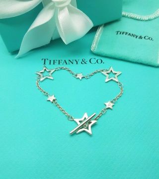 Tiffany & Co Very Rare Sterling Silver Star Stars Link Toggle Bracelet 6.  75 "