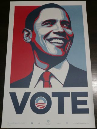 Obama Vote Print - Shepard Fairey - Obey Giant - 2008 - Rare