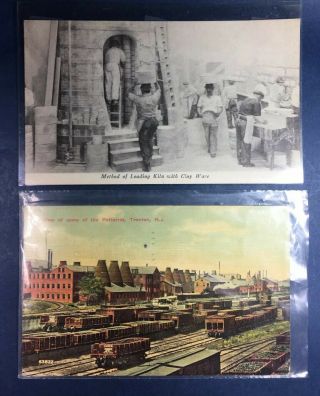 Set Of 2 Antique Post Cards Lenox Fine China,  Pottery Trenton Nj Art Deco