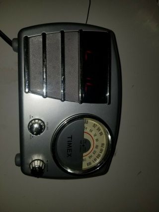 Vintage Timex Alarm Clock Radio Silver Model T247s Tested/works