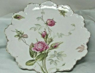 Antique Bavaria Hand Painted? Roses Gold Edged Porcelain Plate