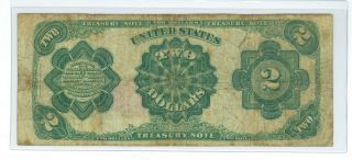 1891 $2 Treasury Note McPherson Fr 356 RARE Rosecrans - Nebeker,  Fancy Serial 2