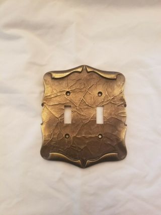 Vintage Amerock Carriage House Double Switch Plate Cover Antique Brass 1970s