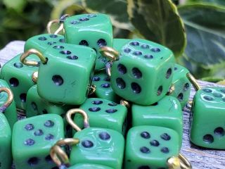 Vintage Glass Beads Bohemian Green Dice Casino Games Diy Jewelry Making Crafts