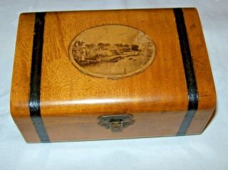 Antique Mauchline Ware Trinket Box,  Cabin Trunk - Cowes - I.  O.  W.  - Picture To Top