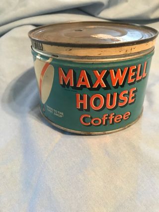 Vintage Maxwell House Coffee Can One Pound Antique Tin Folk Art Real 1 Pound Usa
