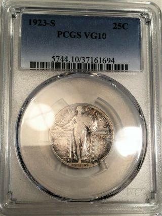 1923 - S Standing Liberty Quarter Pcgs Vg10 Coin Rare Date