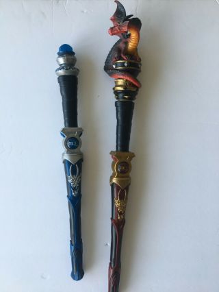 Great Wolf Lodge 2 Magiquest Wands - Red Dragon Charlock - Rare & Ice Blue Dragon