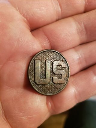 Antique Old Wwi Ww1 Us Army Enlisted Us Collar Disk Type - 2