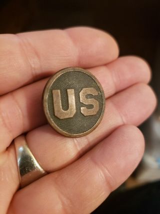 Antique Old Wwi Ww1 Us Army Enlisted Us Collar Disk Type - 1