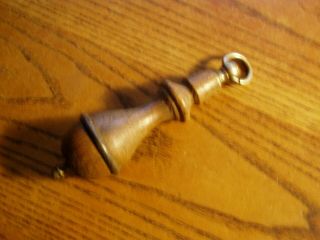 Antique Early American Wood & Metal Toilet Flush Pull Handle & Chain