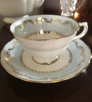 Grosvenor Bone China B321 Antique Vintage Tea Cup Saucer Blue