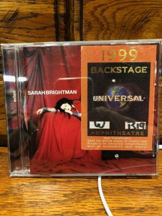 Sarah Brightman Eden Us Promo Stamped Cd,  1999 Concert Backstage Pass Rare