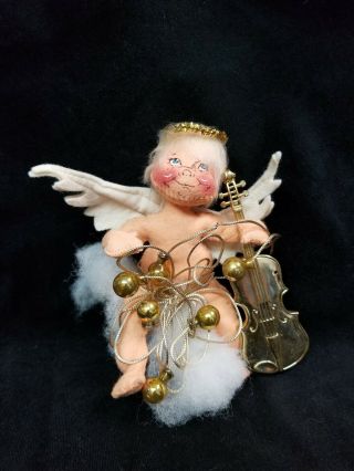 Annalee Angel On A Cloud With Cello And Strand Of Christmas Balls Vintage 1950 