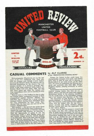 1954/55 Division 1 - Manchester United V.  Wolverhampton Wanderers (very Rare)