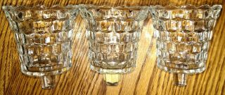 3 Clear Diamond Point Glass Peg Votive Sconce Candle Holders 3 - 5/8 " Square Facet