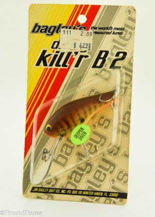 Vintage Bagley Deep Diving Killer B2 Ddkb2 Antique Fishing Lure On Card