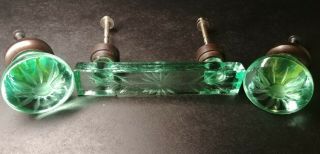 Pottery Barn Green Floral Etched Glass Bathroom Cabinet Drawer Pulls Knobs