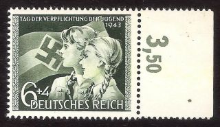 Dr Nazi 3rd Reich Rare Ww2 Stamp Hitler Jugend Girl Scout Uniform Swastika Flag