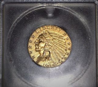1909 D Indian 5.  00 Gold ICG AU58,  Rare Weak D Variety,  No Issue Coin 2