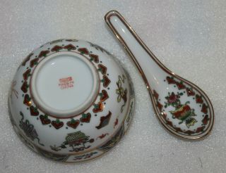 A C20th Chinese Jingdezhen Cantonese Famille Rose Bowl And Spoon Set X5