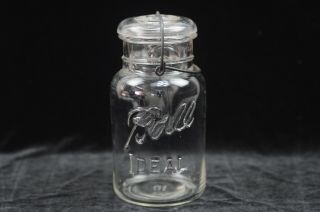 Antique Ideal Ball Jar With Glass Lid And Wire Bail Closure 2
