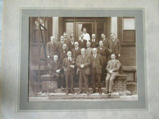 Antique B/w Cabinet Photo Group Of Men And Building By Waldren Glasgow