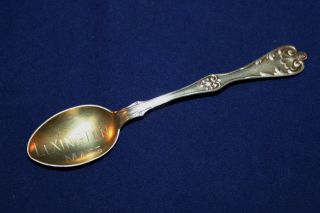 Sterling Silver " Lexington,  Mass " Souvenir Spoon W/gold Wash Bowl