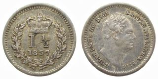 William Iv 1837 Silver Threehalfpence - Very Rare - Nef