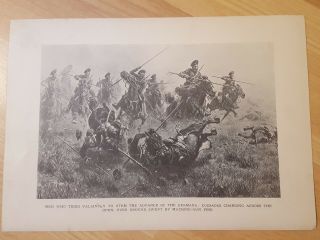 World War One Antique Print - Wwi Cossacks Charging Across Ground Under Fire